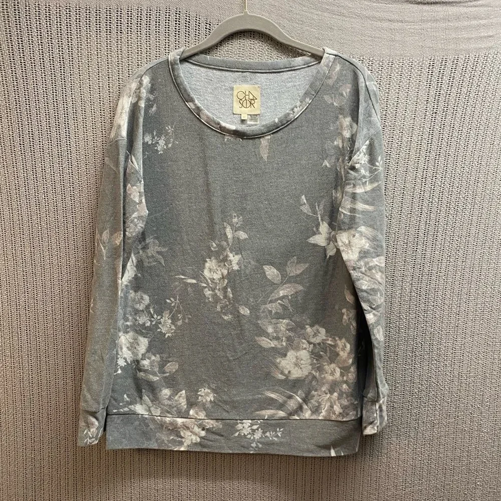 chasor purple and gray floral long sleeve shirt